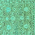 thumbnail image 1 of Ahgly Company Indoor Square Oriental Turquoise Blue Traditional Area Rugs, 5' Square, 1 of 4