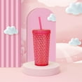 thumbnail image 5 of (4 pack) Your Zone 16-Ounce Capacity Acrylic Iridescent Textured Tumbler with Straw, Pink, 5 of 7