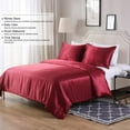 thumbnail image 4 of Soft Silk 3 PC Duvet Cover Set with Fitted Sheet 15" Inches Deep Pocket (1 Fitted 1 Duvet Cover 2 Pillow Shams) 800 Thread Count King Size Burgundy Solid, 4 of 5