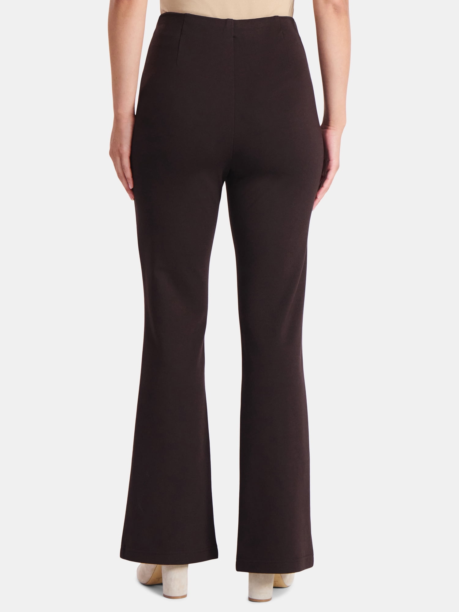 Time and Tru Women's Flare Ponte Pants with Front Slit, 30" Inseam Regular, Sizes XS-XXXL