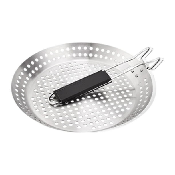 Parrilla para hornear, sartén para cocinar, plancha de barbacoa redonda de acero inoxidable, sartén para asar en interiores o exteriores para hornear