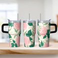 thumbnail image 2 of Rose 20oz Stainless Steel Tumbler with Handle and Straw – Insulated Travel Cup with Sliding Lid, 360° Full Wrap Printed Mug for Home, Outdoor & Sports Use, Flower, 2 of 6