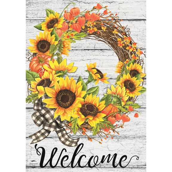 Briarwood Lane Garden Flag 12x18 For Outdoor Sunflower Fall Wreath Welcome For Fall Garden Flag Flags For Outside