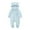 Light Blue, variant on Children Hooded Fleece Jumpsuit with Bear Ears One Piece Outfit for Infant Newborn Boys Girls Full Body Pajamas Zip Up Sleepwear