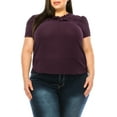 thumbnail image 2 of Women's Plus Size Short Sleeve Top with Puff Sleeves Lace Accent Round Neck, 2 of 5