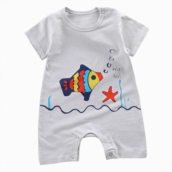 Duqingm Baby Boy Rompers Outfits Infant Long Sleeve One-Piece Toddler Button Jumpsuits Grey,18-24 Months