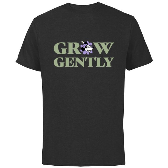 Disney Minnie Mouse Floral Spring Flower Garden Grow Gently - Short Sleeve Cotton T-Shirt for Adults - Customized-Black