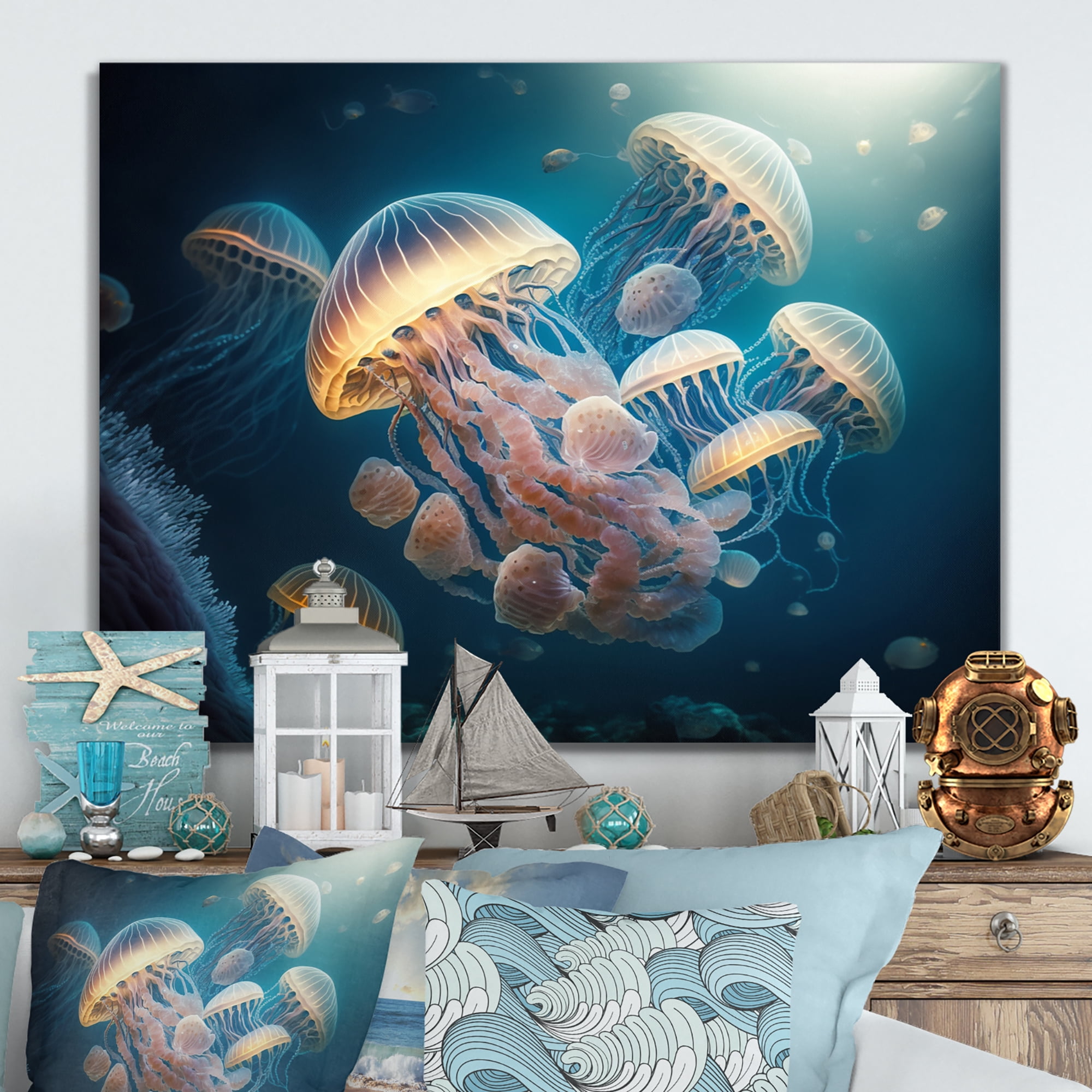 Designart Jellyfish In The Ocean I Canvas Wall Art