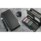 thumbnail image 3 of Cartera de párrafo largo con cremallera Monedero de gran capacidad con múltiples ranuras Bolsa de almacenamiento de teléfono para padre, hombre, amigos, café (negro), 3 of 5