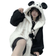 thumbnail image 2 of Sudaderas con capucha Kawaii para mujer, Sudadera con orejas de Panda, bolas de felpa, cremallera, Sudadera holgada, ropa escolar para adolescentes, ropa JK para niñas, Invierno, 2 of 5