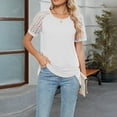 thumbnail image 4 of Ltctricy Women's Tops Trendy Lace Short Sleeve Crew Neck Asymmetrical Hem T Shirts Casual Tunic Blouses, 4 of 7