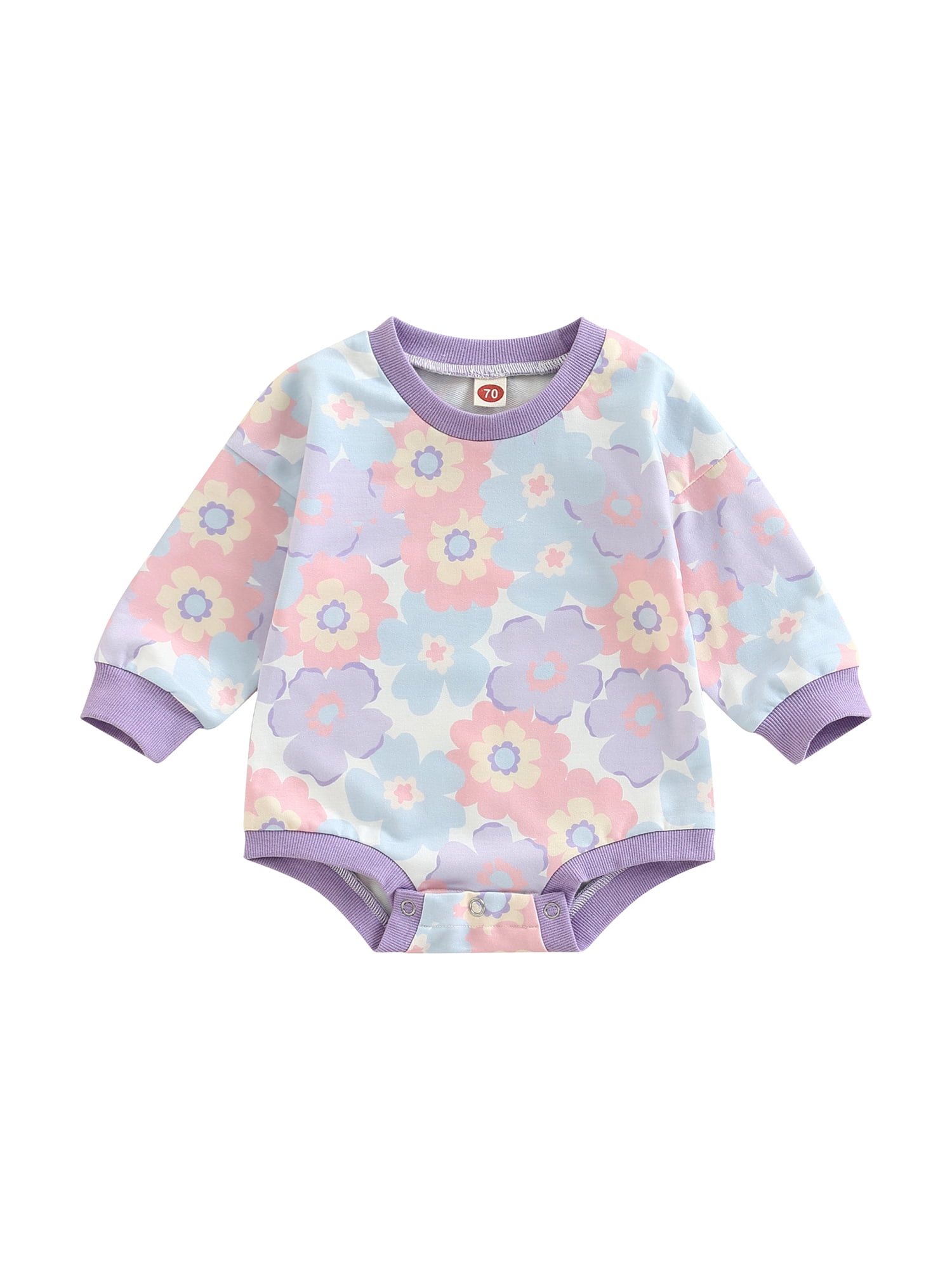 Canrulo Newborn Infant Baby Girls Sweatshirt Romper Floral Print Long