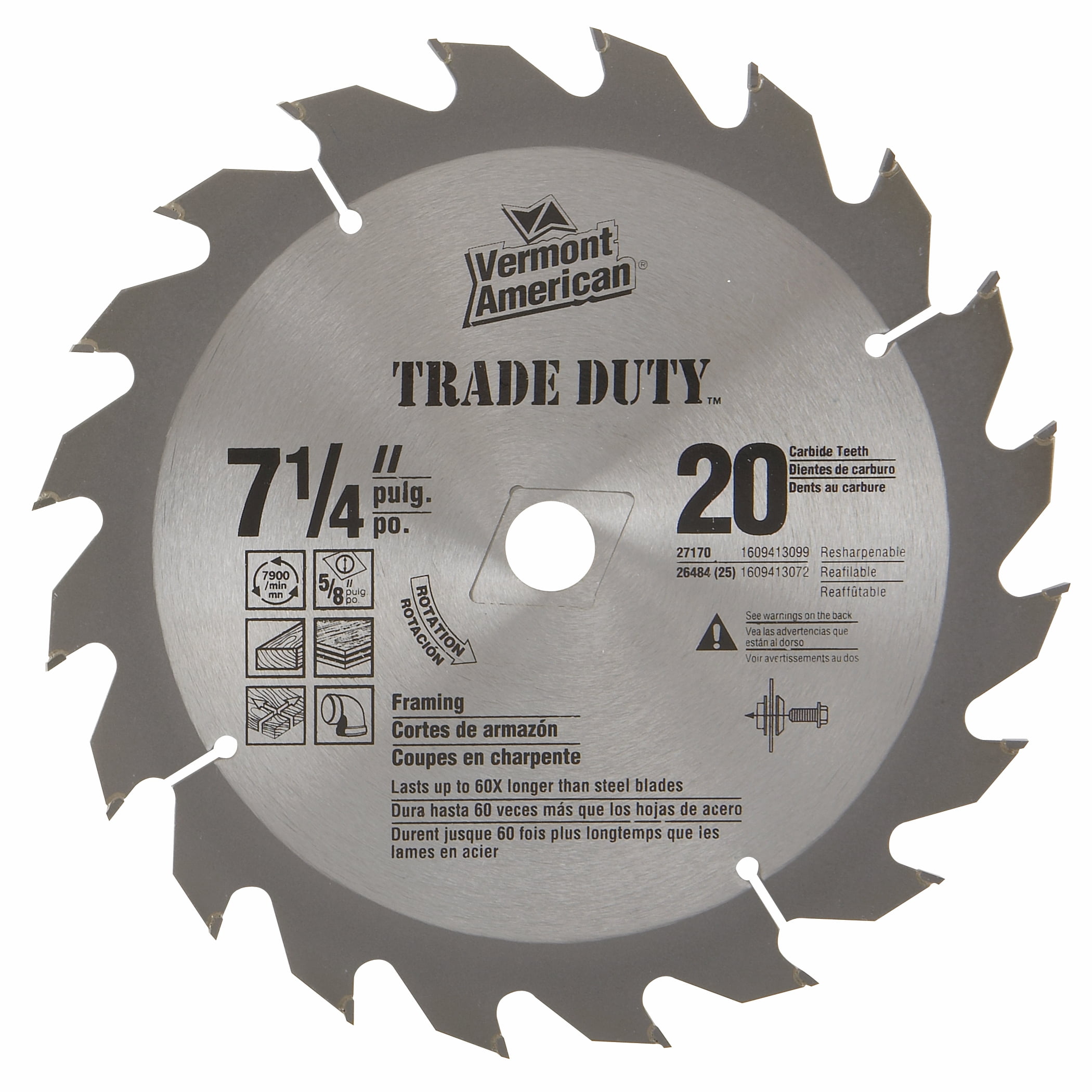 Vermont American 27170 71/4" 20 TPI FastCut Rip Carbide Circular Saw