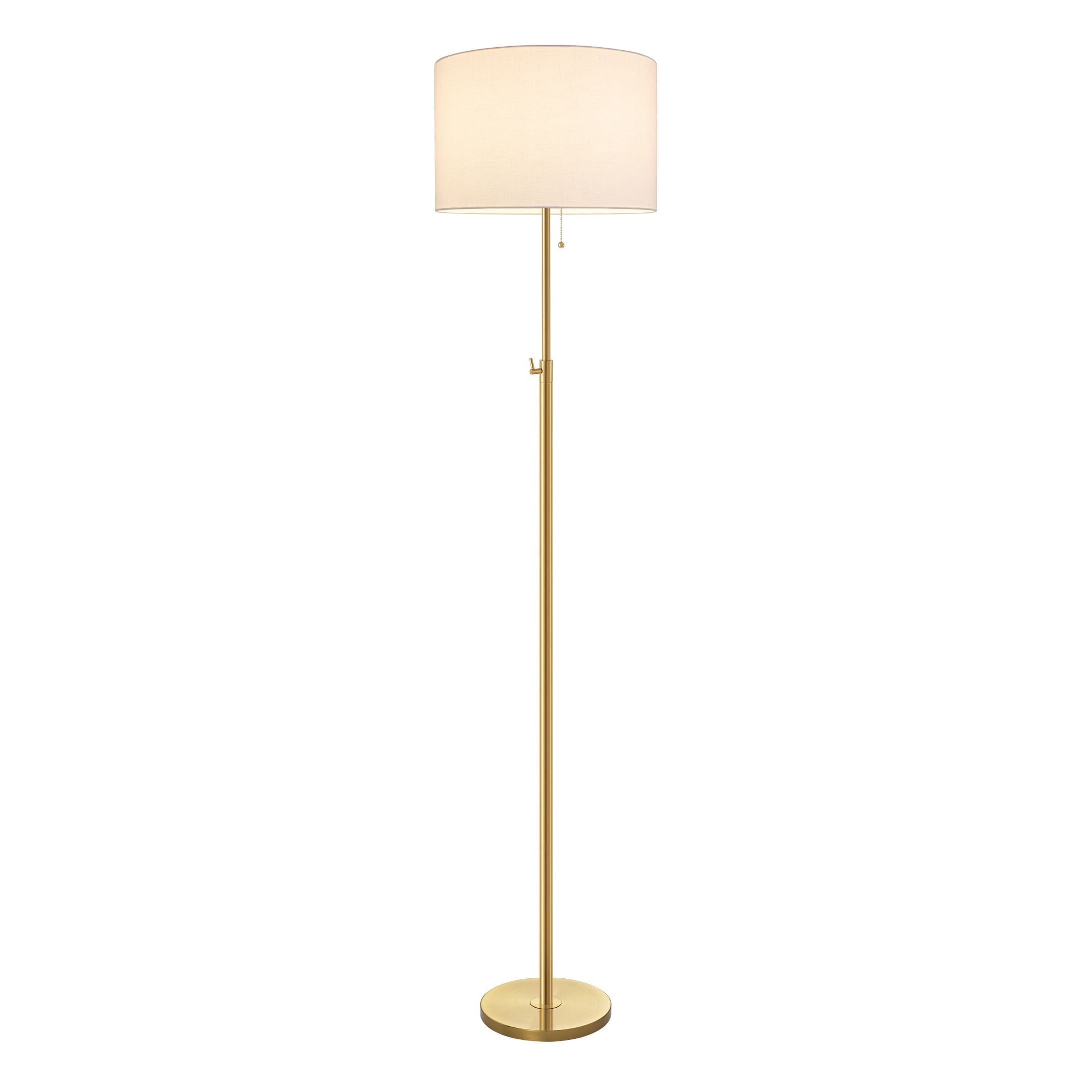 KAWOTI 64.5'' Adjustable Height Floor Lamp for Living Room Office, Modern Standing Floor Lamp with Pull-Chain Switch, Antique Brass