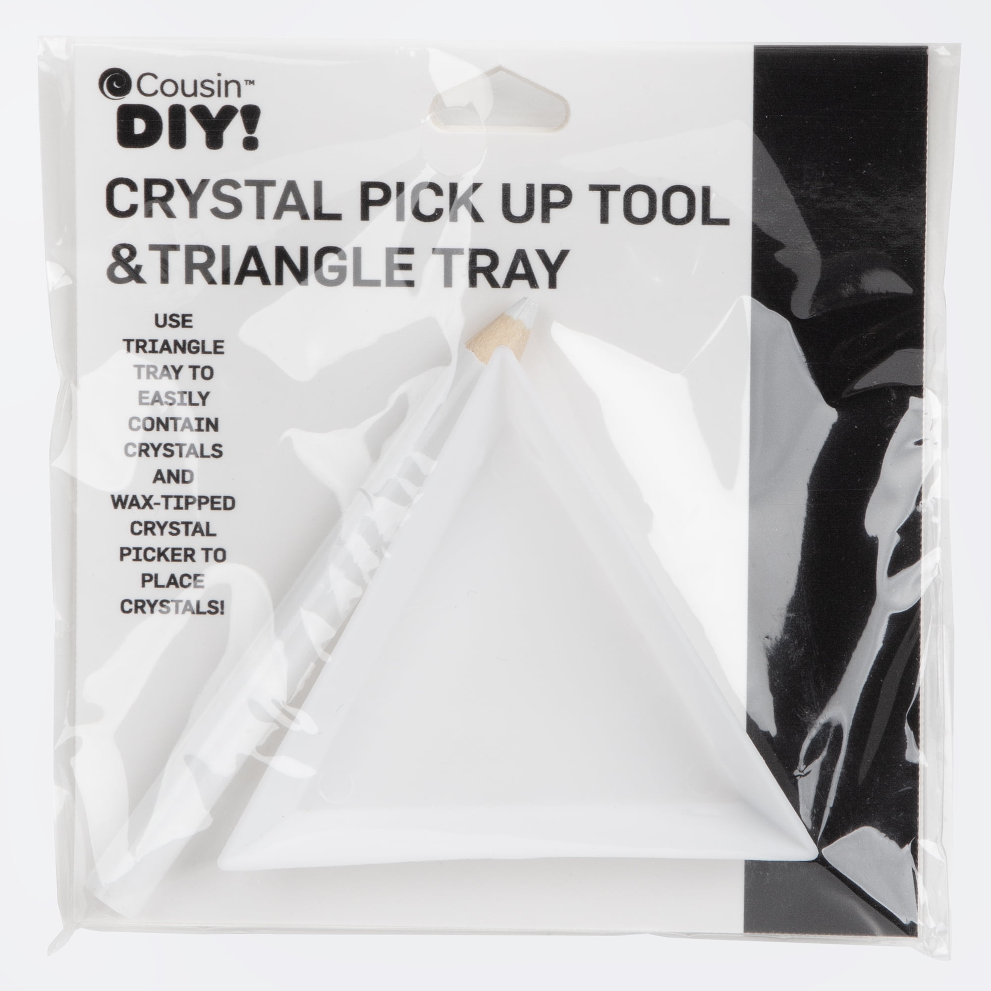 (4 pack) Cousin DIY Flatback Crystal Tool Kit, Plastic White Triangle Tray and Wax Pencil-Model 69996008
