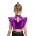 thumbnail image 2 of Hansber Kids Girls Crop Top Sleeveless Ruffles Rhinestone Mesh Shiny Metallic Jazz Hip-Hop Dance Performance Purple 8, 2 of 5
