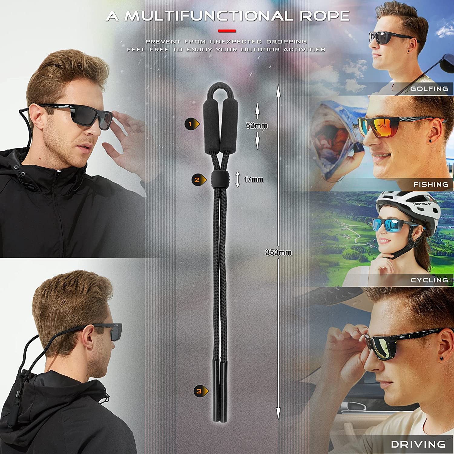 ATTCL Mens Fashion Polarized Sunglasses for Men Sports Fishing glasses 1124 Back-All