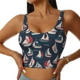 thumbnail image 2 of Picia Sailboat And Wave Sports Bra for Women,Padded Strappy Sports Bras Medium Support Yoga Bra with Removable Cups,Running Yoga Bra-XX-Large, 2 of 9