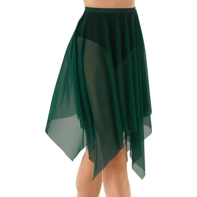 Handkerchief Hem Mesh Wraps Ballet Classwear Dance Skirt Competition Performance Clothes with Elastic Waistband FWZ