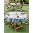 thumbnail image 4 of Outdoor Tablecloth with Umbrella Hole for Patio/Picnic/Party/Camping, Blue Coastal Starfish Waterproof Table Cloth Round Cover Washable, Summer Ocean Sea Corals Wooden Grain (Dia 54"), 4 of 9