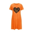thumbnail image 4 of BRGZLK Women's Heart Print Nightdress Large Size Short Nightgown Round Neck Short Sleeve Cute Comfy Lounge Night Gown Orange XL, 4 of 5