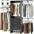 thumbnail image 5 of Homieasy 19'' - 59'' W Small Closet System with 3 Fabric Drawers, Walk In Closet Organizer System With 3 Adjustable Shelves, Heavy Duty Clothes Rack Built-In Garment Rack, Black, 5 of 7
