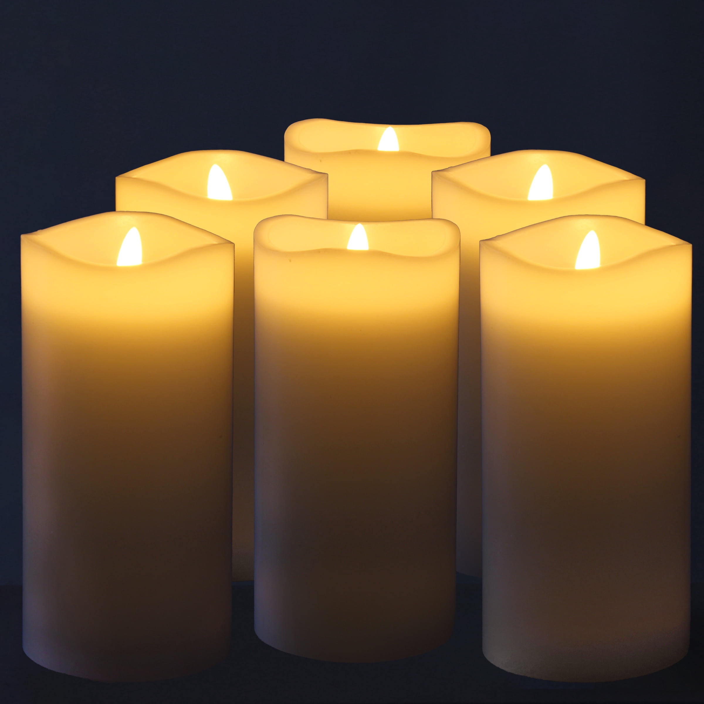 Stonebriar LED Pillar Candles — Remote & Timer, Real Wax Flameless Candles for Home Décor, Weddings & Events, Pack of 6, White, 3" x 6"
