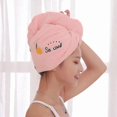 thumbnail image 5 of Toalla de microfibra para el cabello para mujer, de secado rápido, suave, absorbente, tipo turbante, gorro de ducha, color rosa., 5 of 5