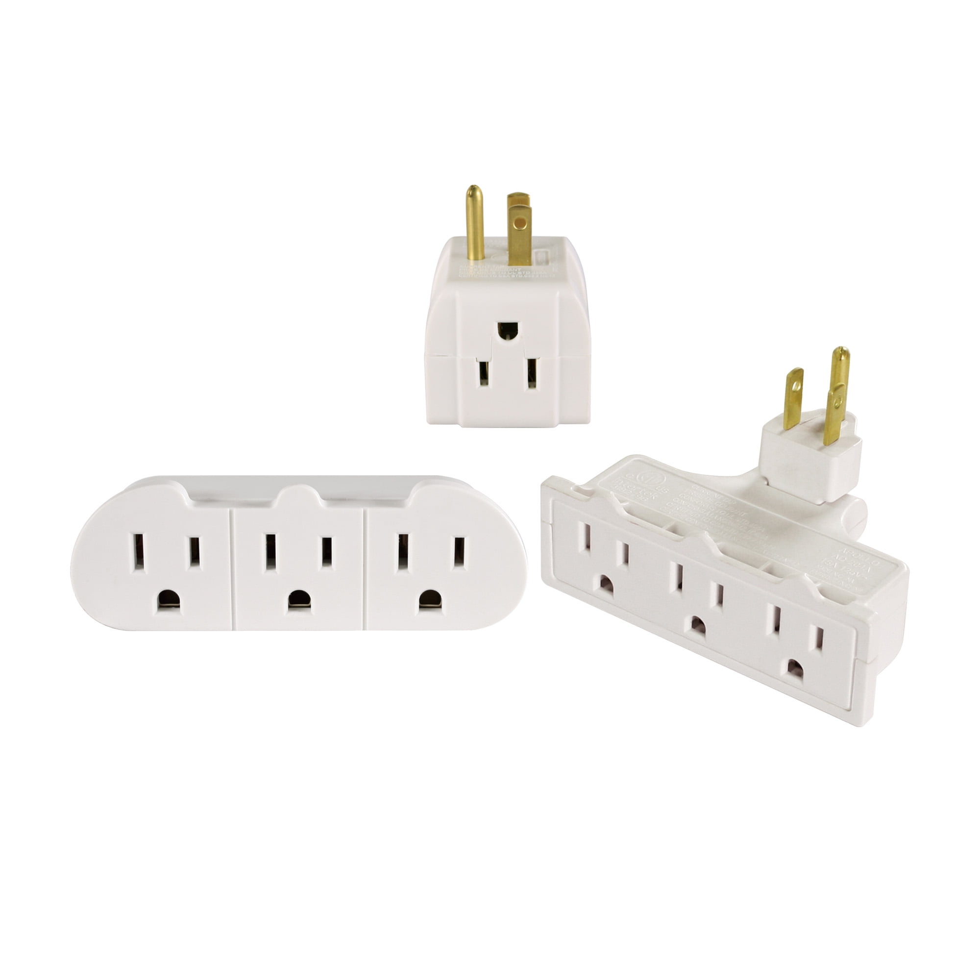 Hyper Tough 3-Pack White Grounded Adapters