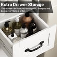 thumbnail image 4 of 63” Tall Bathroom Storage Cabinet, Freestanding Linen Cabinet, Narrow Bathroom Storage with Barn Door and Drawer, White, 4 of 8