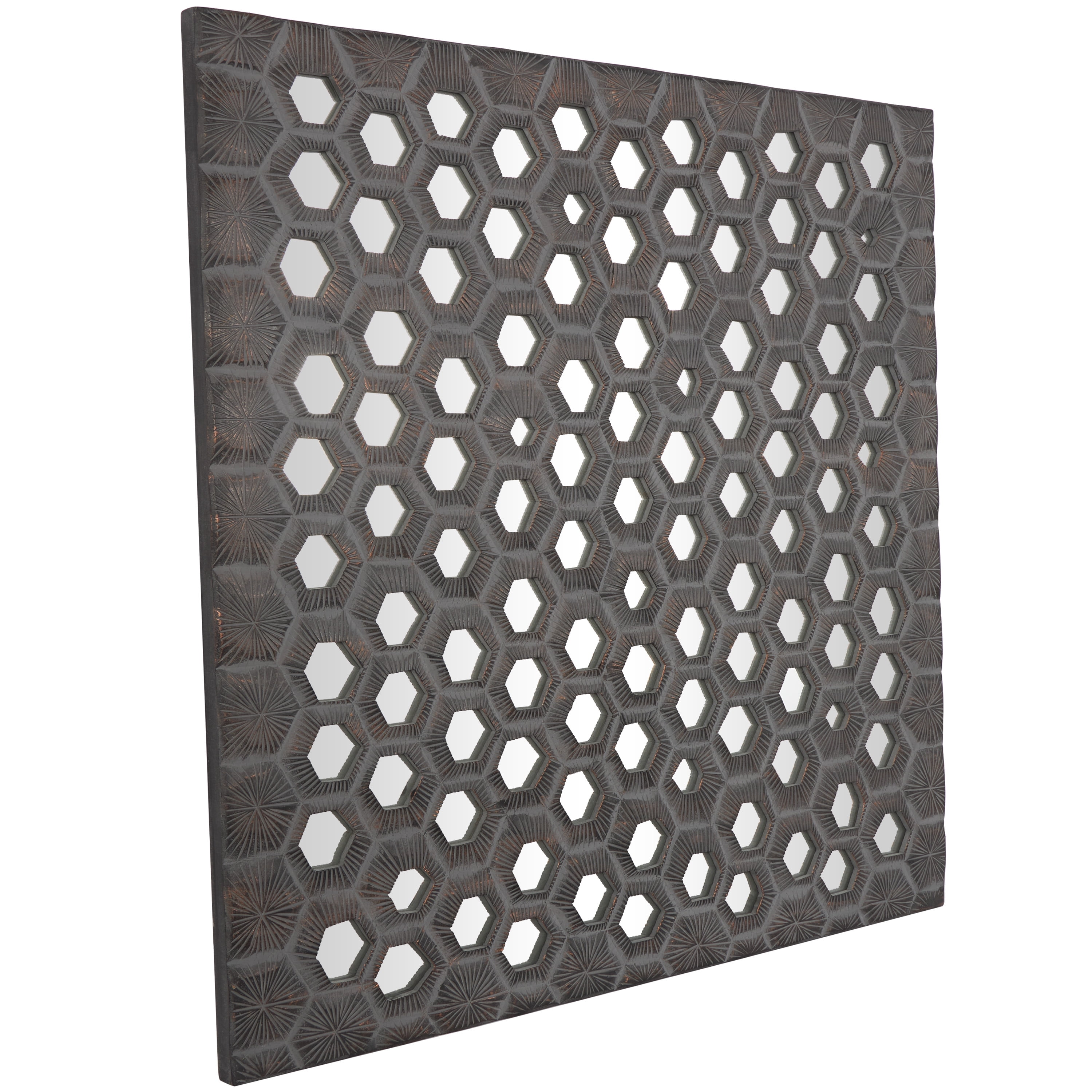 DecMode Gray Wooden Handmade Inspired Coral Wall Decor with Mirror Backing