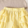 thumbnail image 4 of CAICJ98 Toddler Girls Clothes Summer Short Sleeve T-Shirt + Striped Skort 2pcs Bow Outfit Set for Girls (Yellow,6-7 Years), 4 of 7