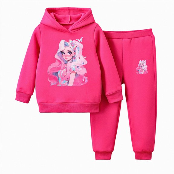 Zuwimk 2 Pcs Boys Girls Clothes Sweatsuit Set Color Blocked Hoodie Top and Jogger Pants for Kids Fall Winter Spring Outfits(Hot Pink,2-3 Years)