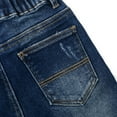 thumbnail image 4 of KIDSCOOL SPACE Baby Girl Boy Jeans,Little Kid Elastic Band Ripped Fold Decor Denim Pants,Deep Blue,3-4 Years, 4 of 6