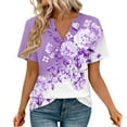 thumbnail image 2 of Purple Women's Short Sleeve T-shirt, Womens Tops Summer Short Sleeve V Neck Blouses Business Casual Loose Fit Tshirts Trendy Fashion Outfits,Women's Short sleeve T-shirt XXL, 2 of 4