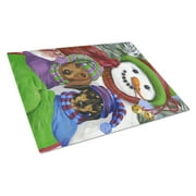 Carolines Treasures PPP3081LCB Dachshund Christmas Frosty and Company Glass Cutting Board Large, 12H x 16W, multicolor