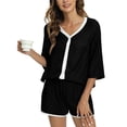 thumbnail image 2 of Valcatch Women's Pajama Set Super-Soft Short Sleeve Top with Shorts Color Block Loungewear, 2 of 5