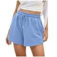 thumbnail image 2 of Denim Shorts Women Pockets Pure Color Drawstring Short Pants for Women,Light Blue,L, 2 of 5