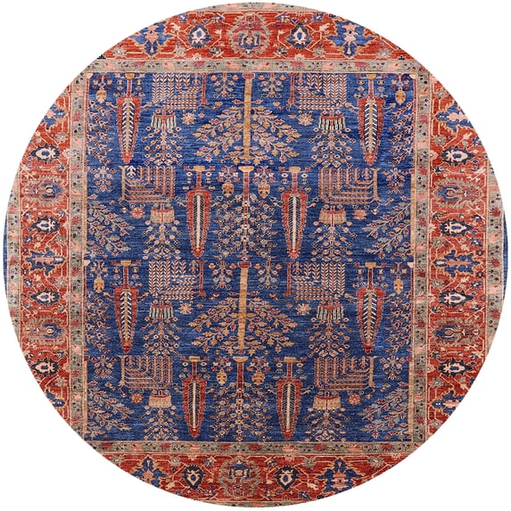 Ahgly Company Machine Washable Indoor Round Industrial Modern Dark Raspberry Purple Area Rugs, 5' Round