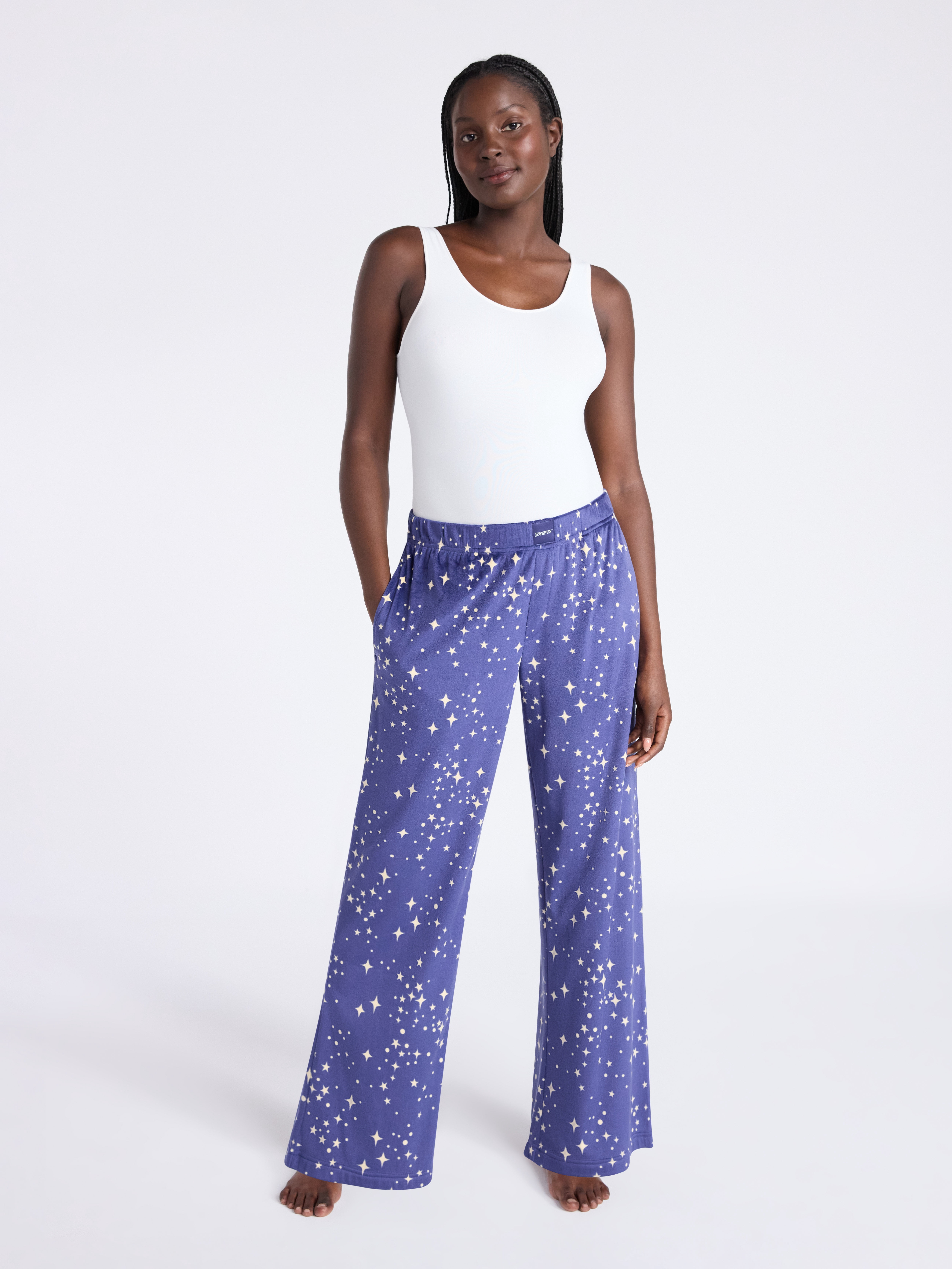 Joyspun Women's Velour Wide-Leg Sleep Pants, Size XS-3X