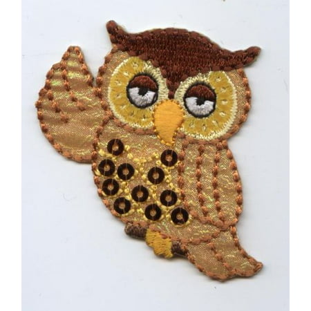 Sequin Owl - Golden Bird - Iron On Applique/Embroidered Patch