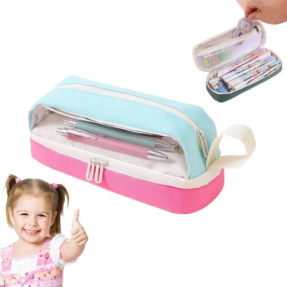 Big Capacity Pencil Case Compartments Large Pencil Pouch Pen Bag Pencil Box Holder Organizer Simple Storage Aesthetic Stationery Cosmetic For Adults Men Women Office Essentials