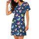 thumbnail image 2 of Balery Colorful Cartoon Shark Camisón de manga corta con cuello redondo para mujer, cómodo y elegante., 2 of 6