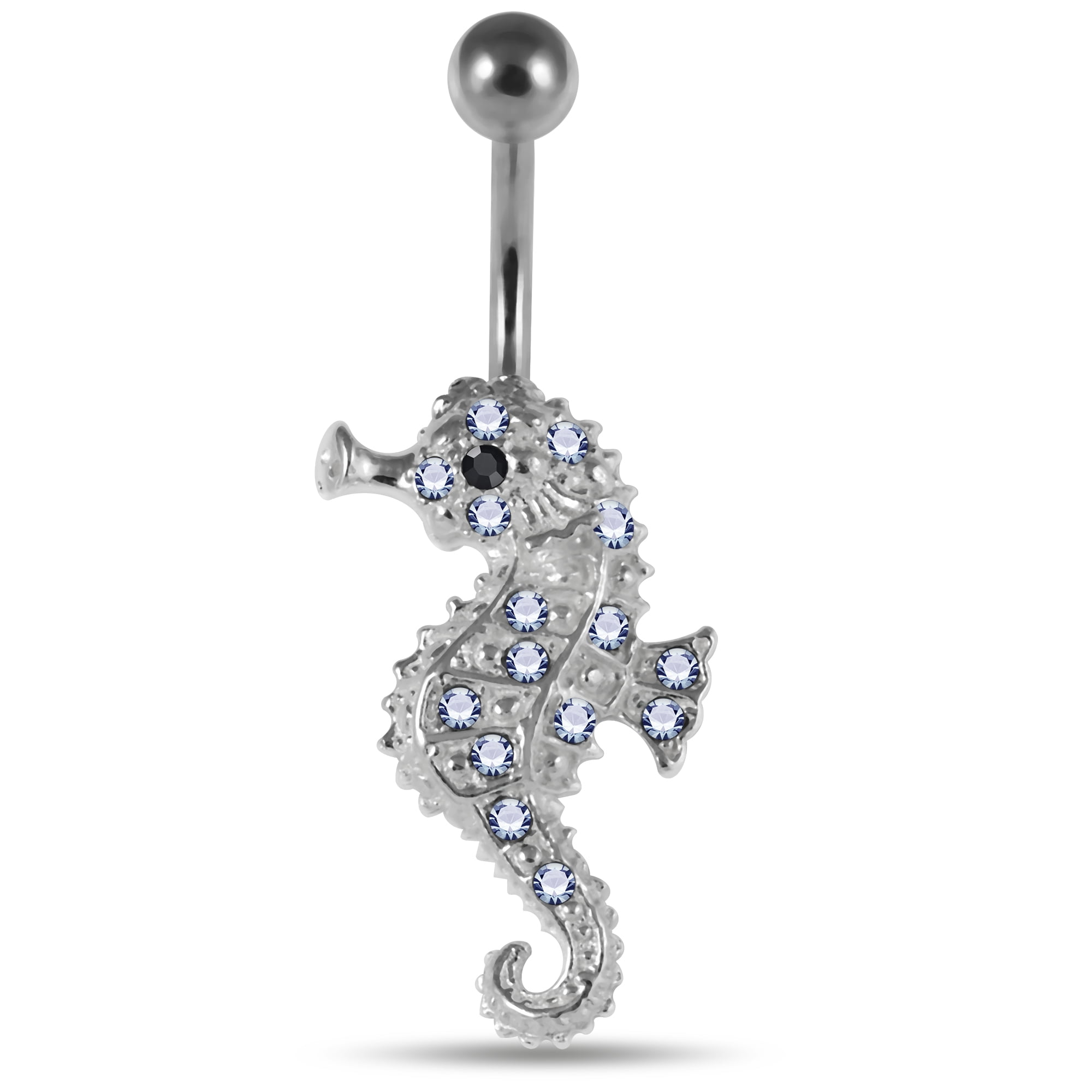 Multi Crystal Stone Foot Design 925 Sterling Silver Belly Button Piercing Ring Jewelry 