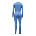 thumbnail image 4 of DailyTrove Women's Plus Size Long Sleeve Tracksuit - Solid Color, Slim Fit, Spring & Casual Street Wear,Light Blue, 4 of 5