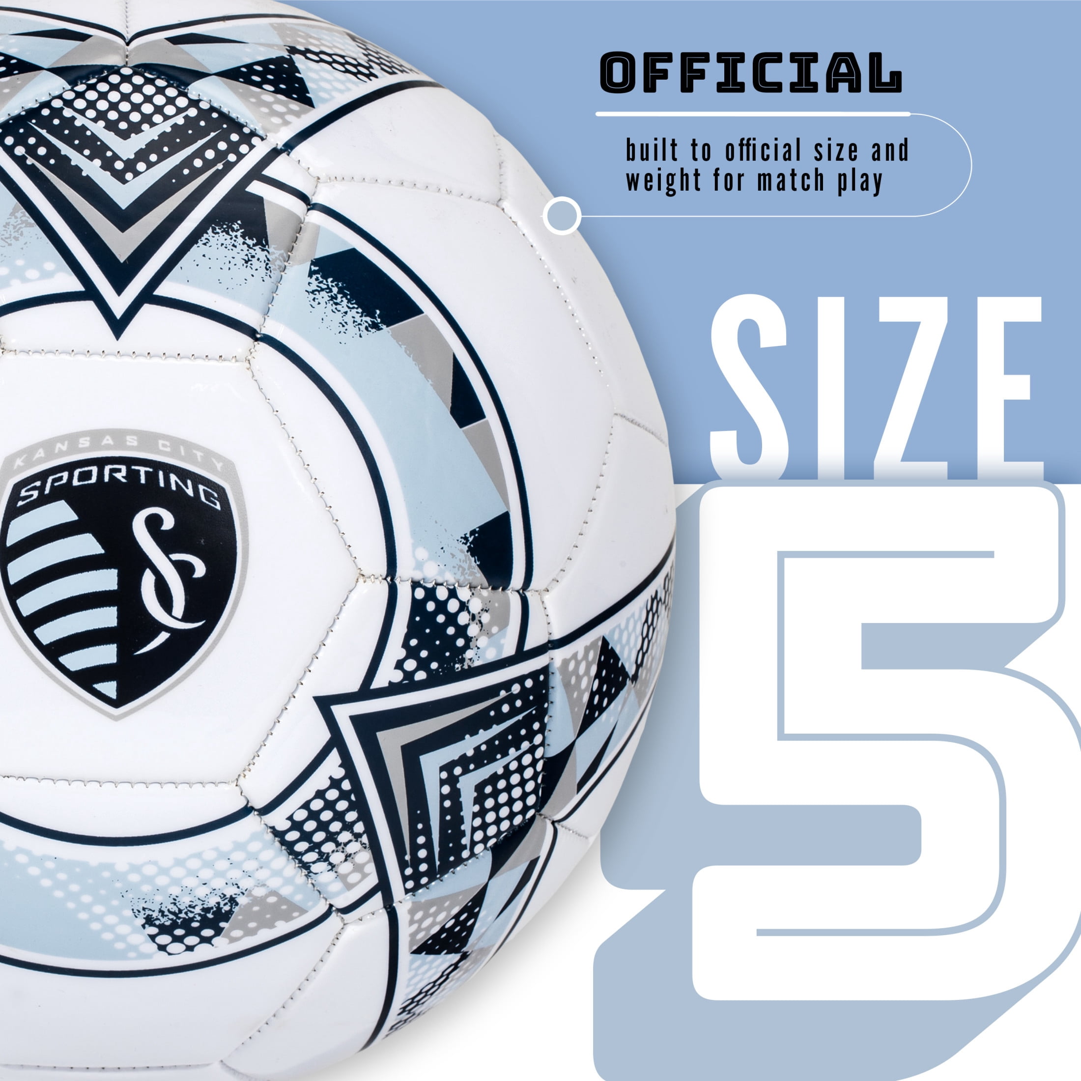Franklin Sports MLS Sporting Kansas City Soccer Ball - Official Size 5 Soccer Ball - Regulation Size + Weight Soccer Ball for Kids + Adults - Boys + Girls Soccer Ball - Air Pump Included