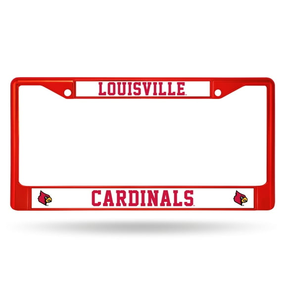 Univ. of Louisville Red Painted Chrome Metal License Plate Frame