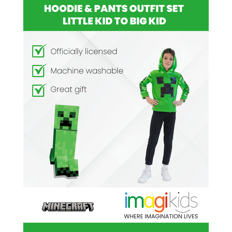 Minecraft Creeper Boys Hoodie Sweatshirt and Pants Clothes Outfit