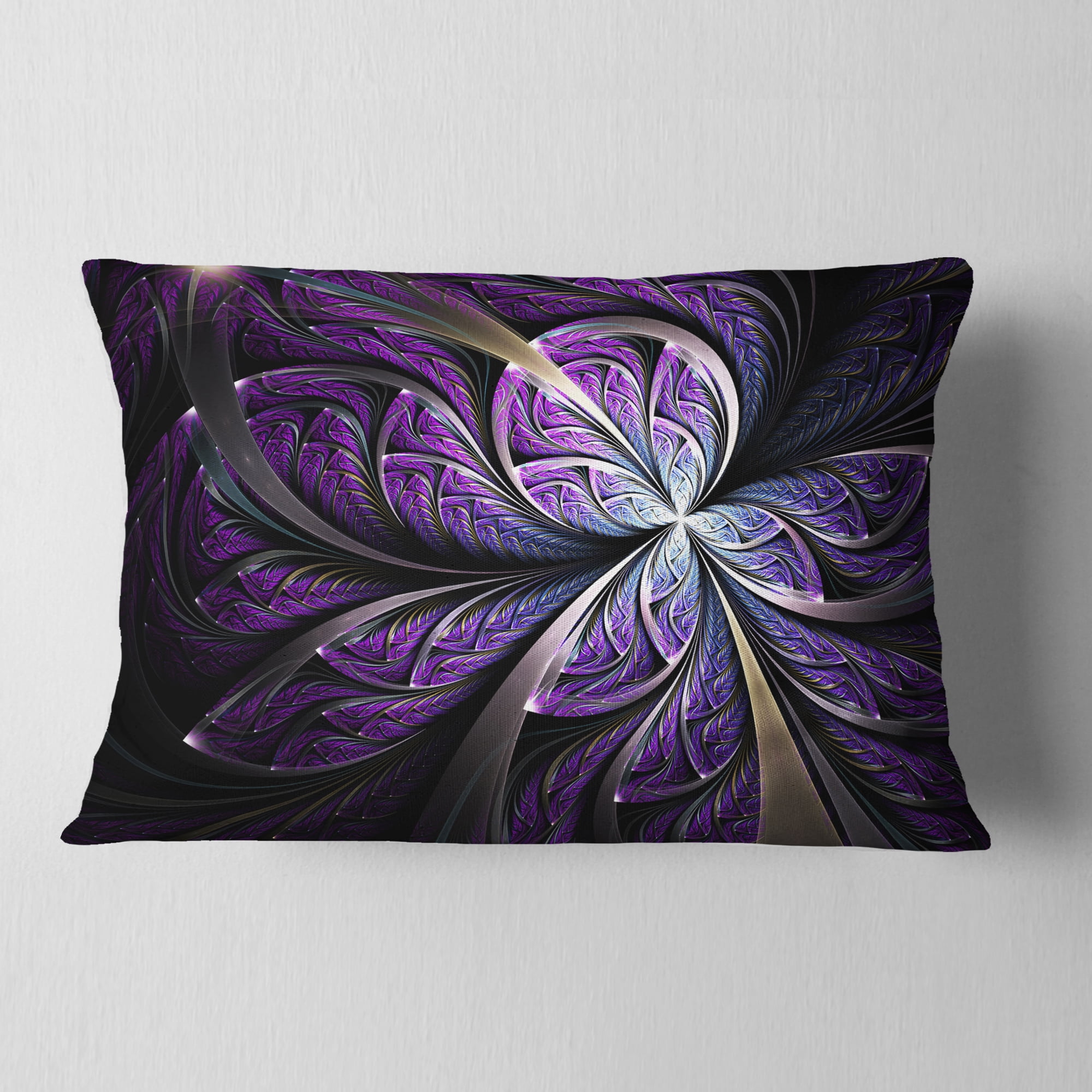 Designart 12" x 20" Purple Polyester Throw Pillow