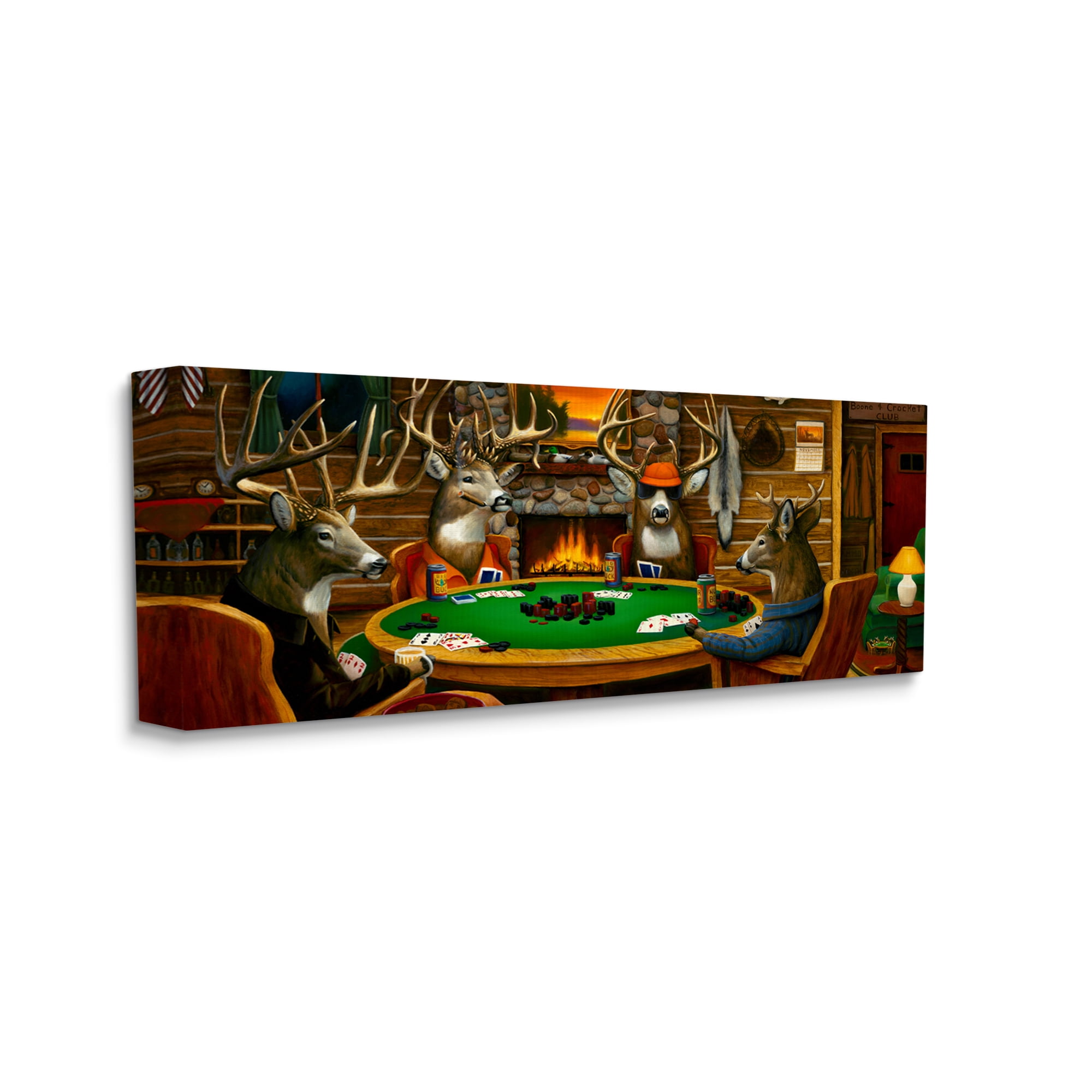 Stupell Industries Deer Animals Playing Poker Table Cabin Lodge Painting Gallery Wrapped Canvas Print Wall Art, Design by Leo Stans